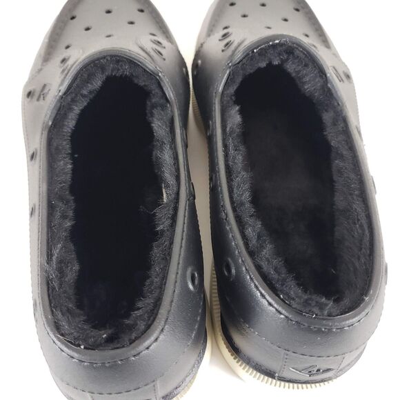 NEW!! Women Sperry SIZE 11 Black Authentic Faux Fur Float Boat Shoe Slip On - Picture 5 of 12